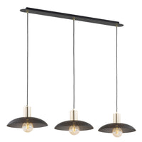 Sospensione Contemporanea Enki 3 Luci In Acciaio Oro E Nero