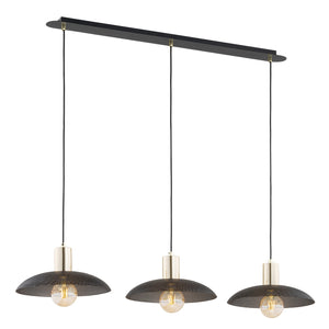 Sospensione Contemporanea Enki 3 Luci In Acciaio Oro E Nero