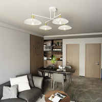 Lampadario Minimal Enki Acciaio Bianco 4 Luci E27 Ip20