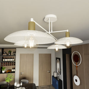 Lampadario Minimal Enki Acciaio Bianco 4 Luci E27 Ip20