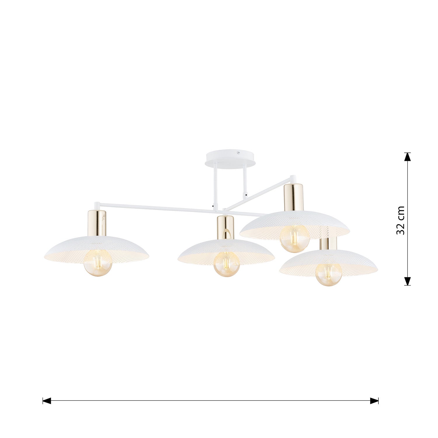 Lampadario Minimal Enki Acciaio Bianco 4 Luci E27 Ip20