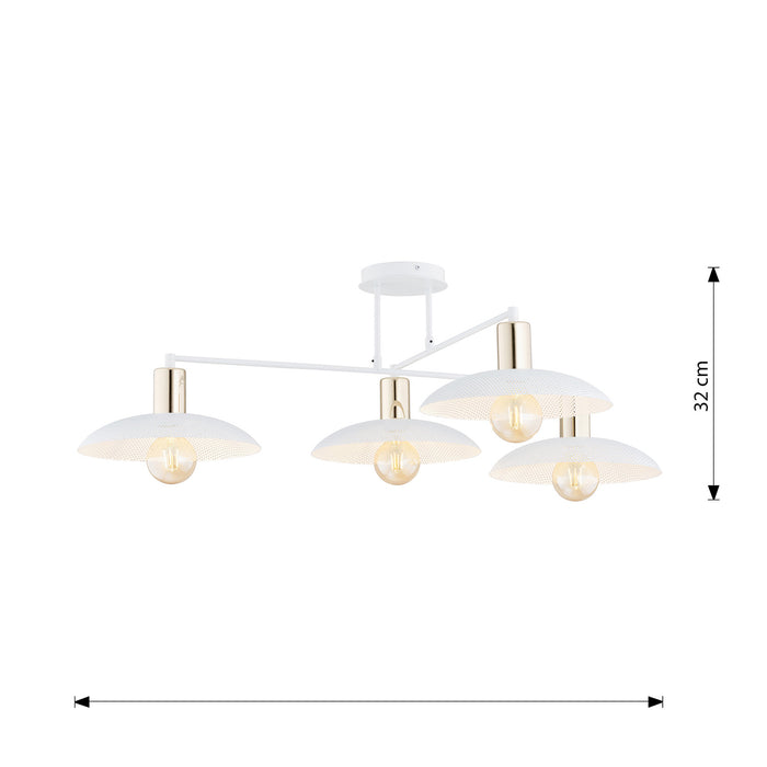 Lampadario Minimal Enki Acciaio Bianco 4 Luci E27 Ip20
