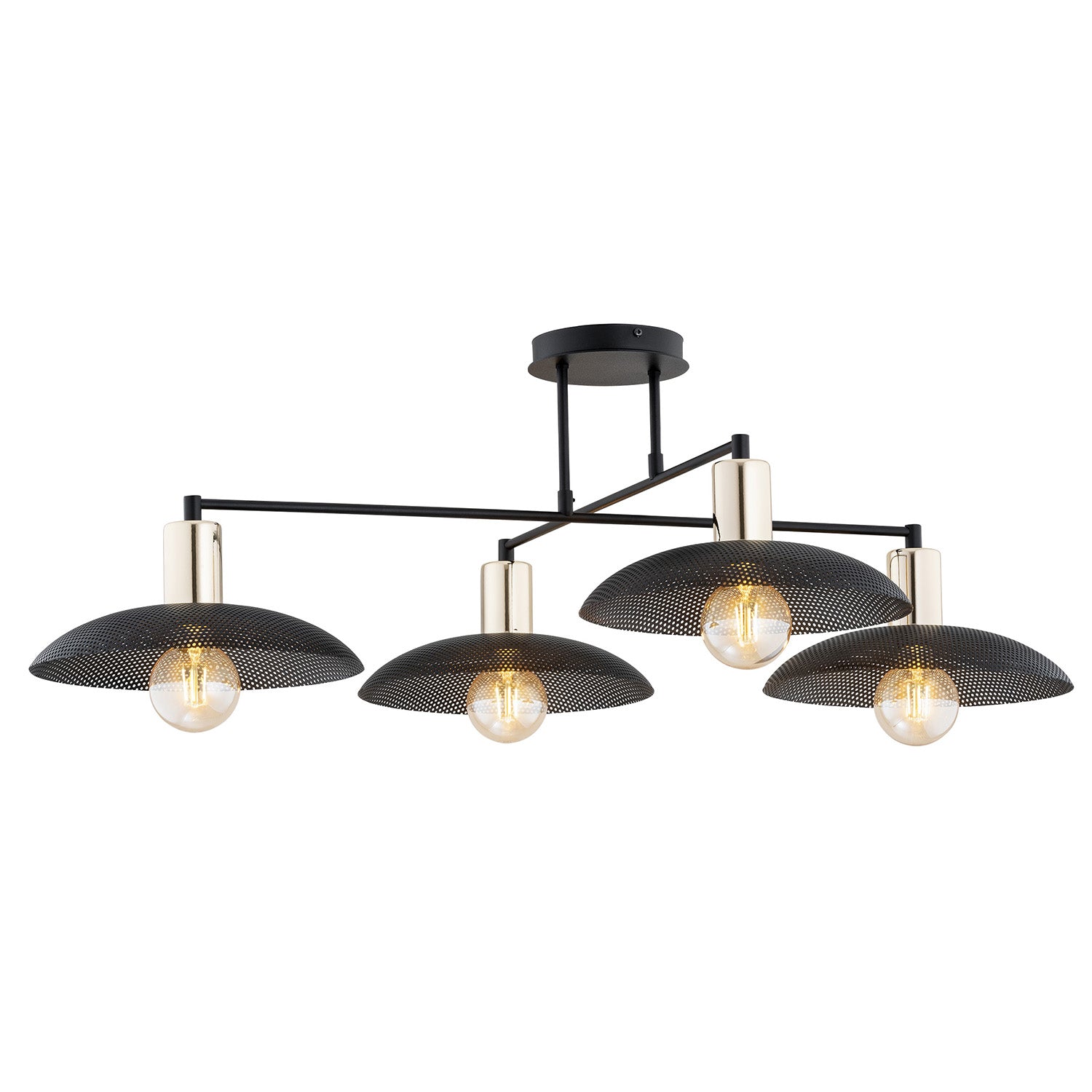 Lampadario Minimal Enki Acciaio Nero 4 Luci E27 Ip20