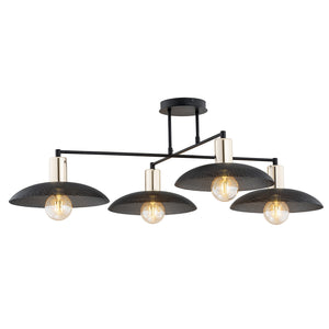 Lampadario Minimal Enki Acciaio Nero 4 Luci E27 Ip20