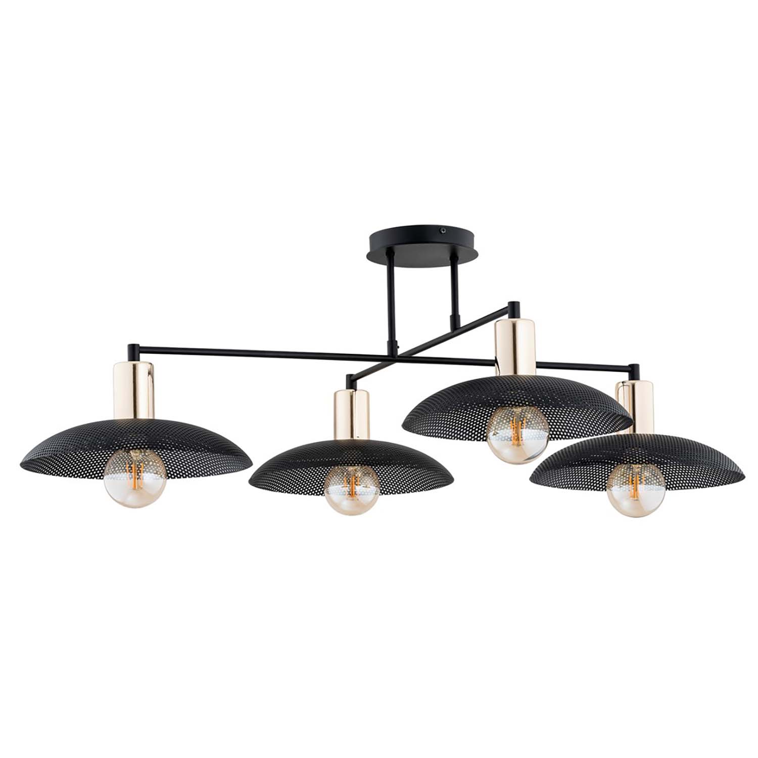Lampadario Minimal Enki Acciaio Nero 4 Luci E27 Ip20