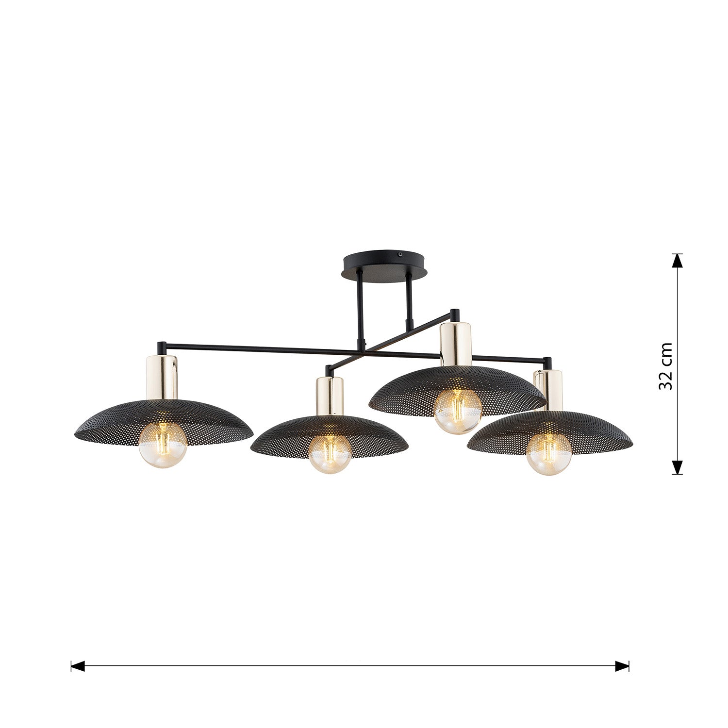 Lampadario Minimal Enki Acciaio Nero 4 Luci E27 Ip20