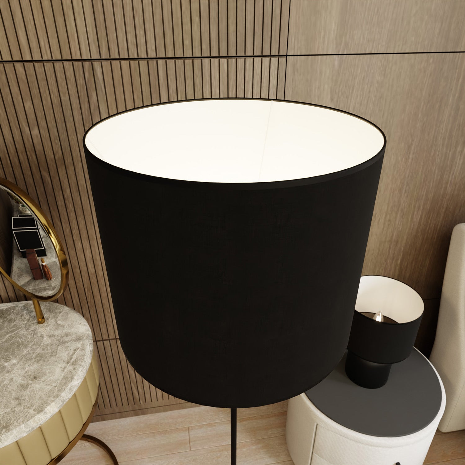 Piantana Minimal Enlil Acciaio Nero Bianco 1 Luce E27 Ip20