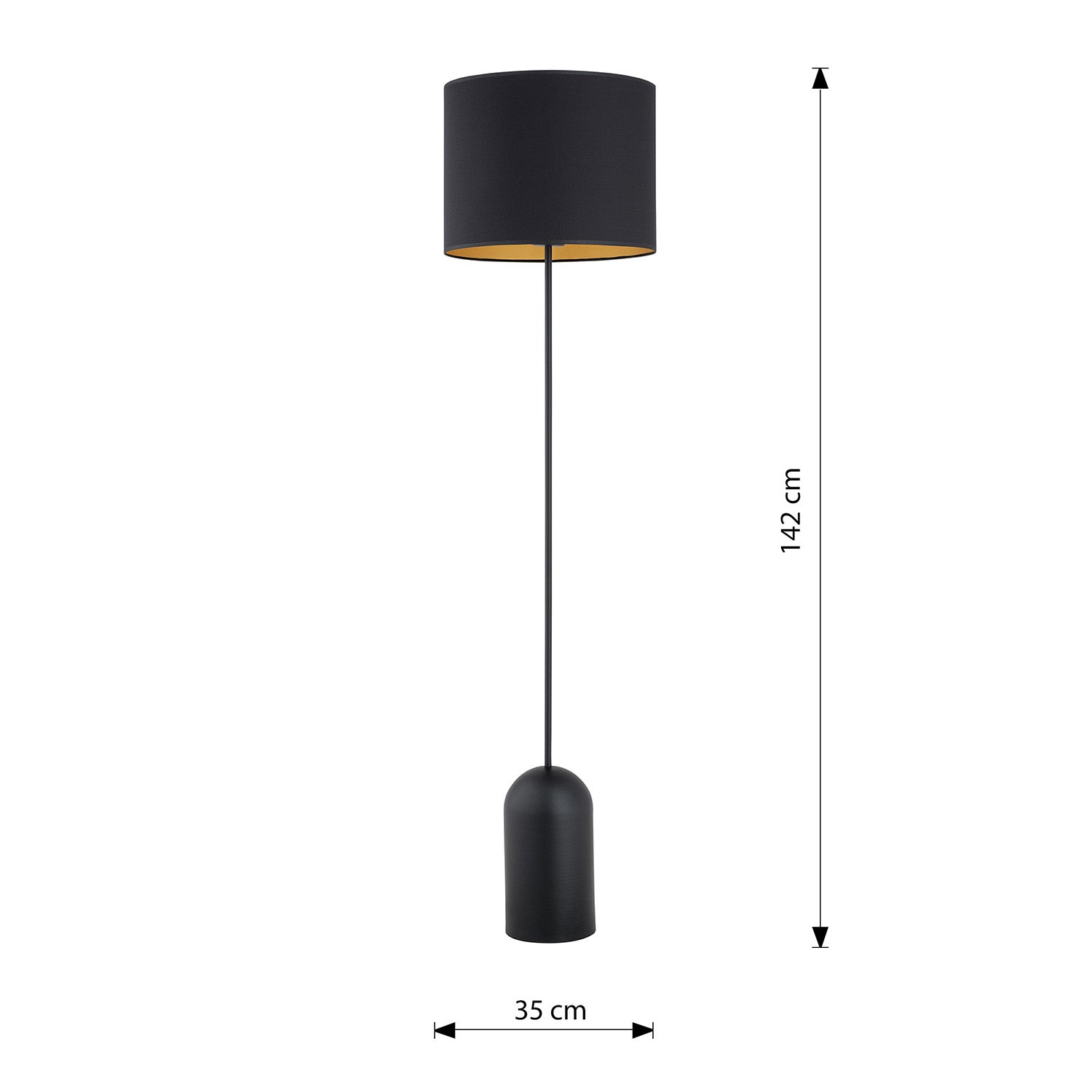 Piantana Minimal Enlil Acciaio Nero Oro 1 Luce E27 Ip20
