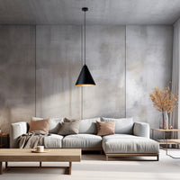 Sospensione Nordica Ninhursag 1 Luce In Acciaio Nero E Oro