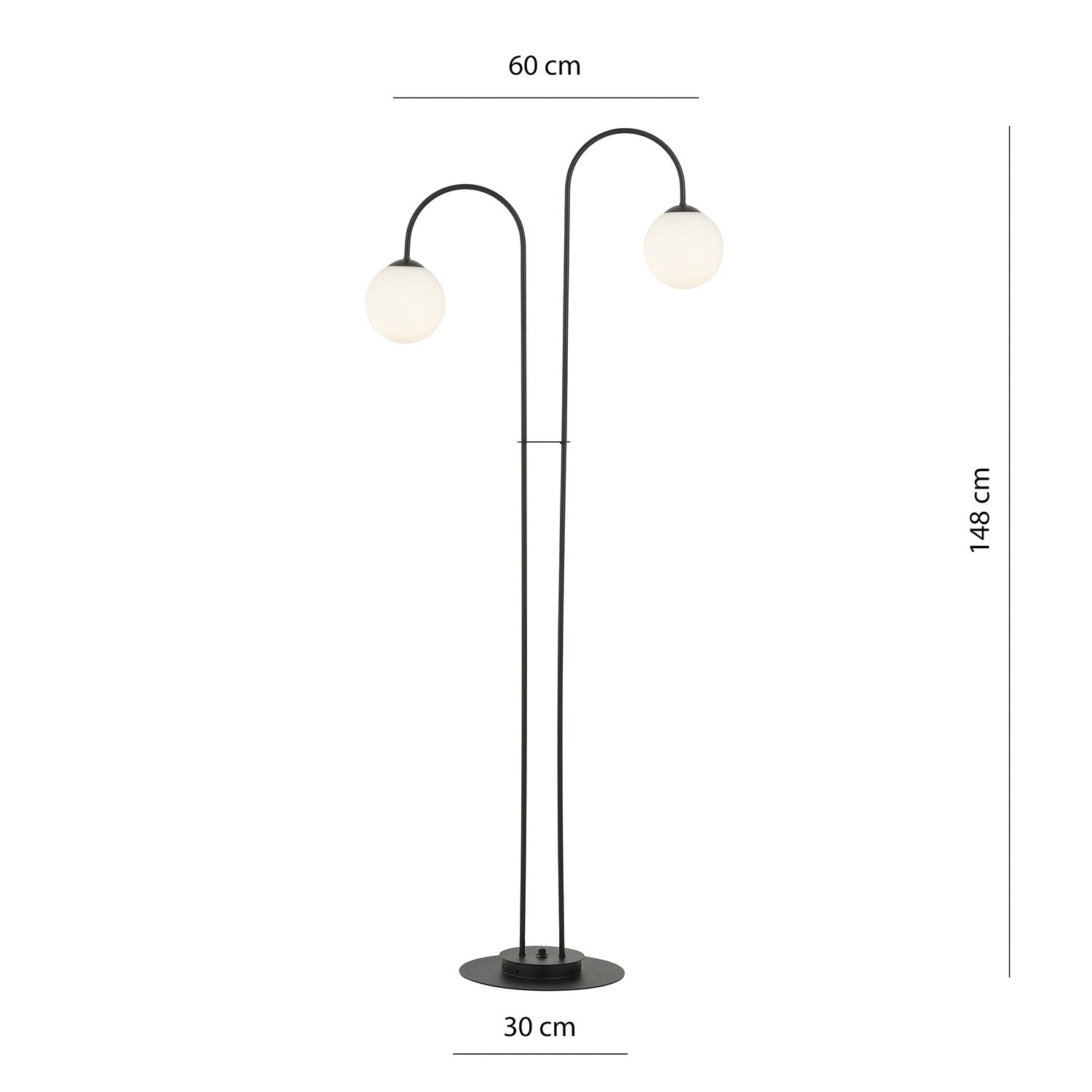 Lampadario Minimal Utu Acciaio Nero 2 Luci E14 Ip20