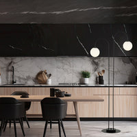 Lampadario Minimal Utu Acciaio Nero 2 Luci E14 Ip20