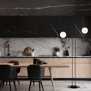 Lampadario Minimal Utu Acciaio Nero 2 Luci E14 Ip20