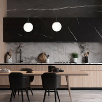 Plafoniera Moderna Utu 2 Luci In Acciaio Nero E Vetro Bianco