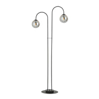 Lampadario Minimal Utu Acciaio Nero Grigio 2 Luci E14 Ip20