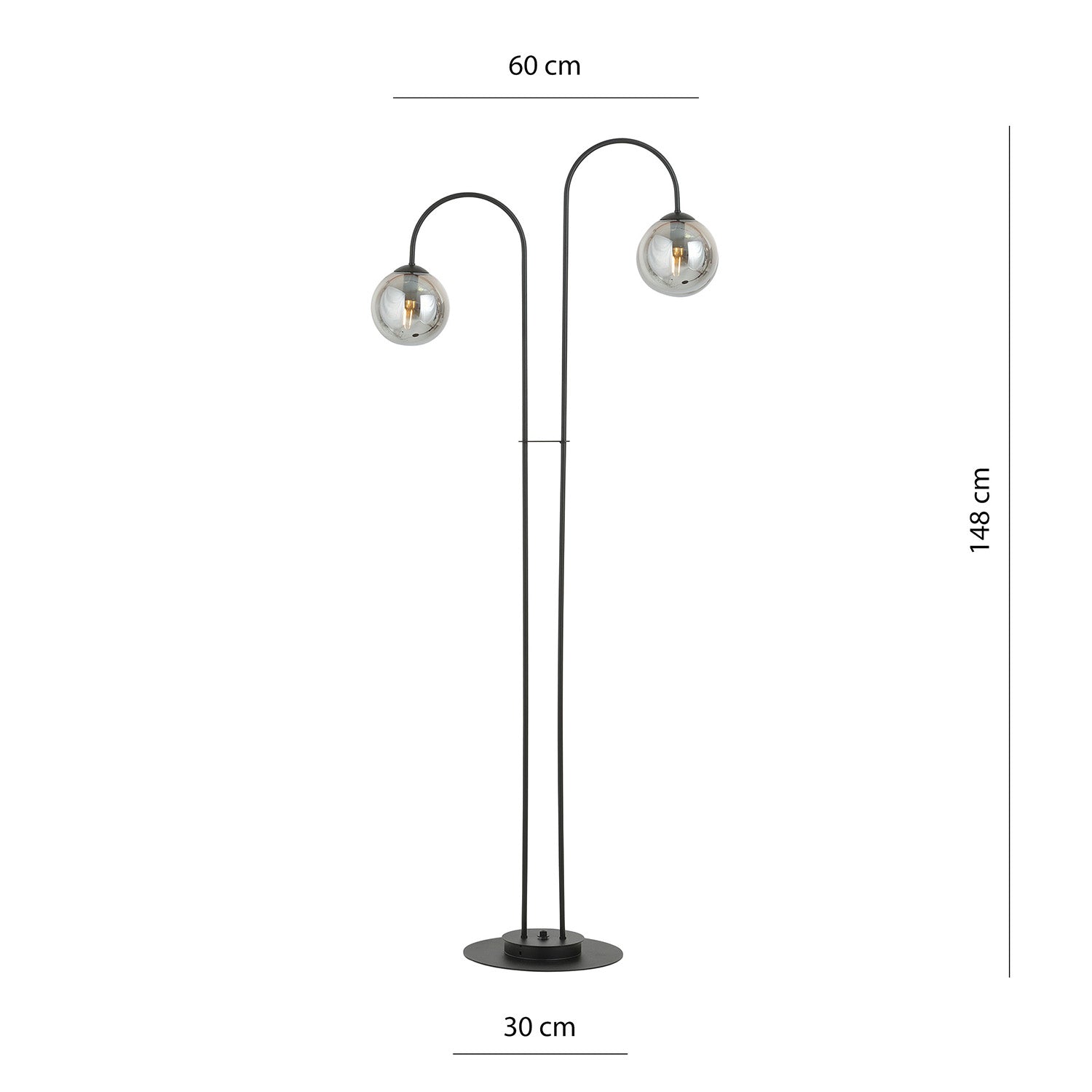 Lampadario Minimal Utu Acciaio Nero Grigio 2 Luci E14 Ip20