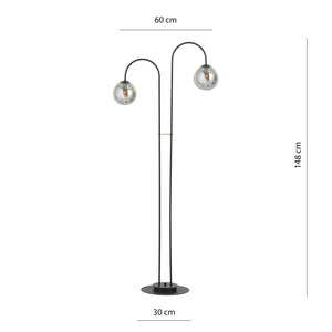 Lampadario Minimal Utu Acciaio Nero Grigio 2 Luci E14 Ip20