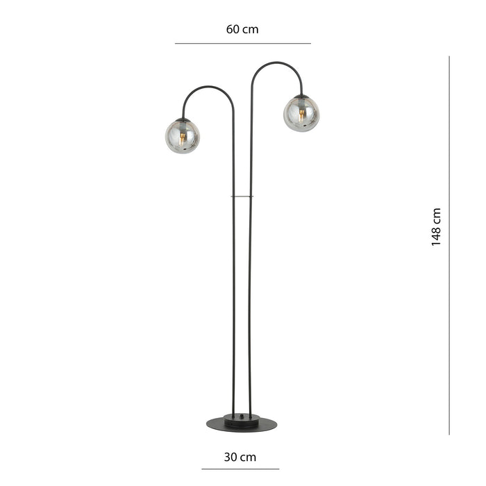 Lampadario Minimal Utu Acciaio Nero Grigio 2 Luci E14 Ip20
