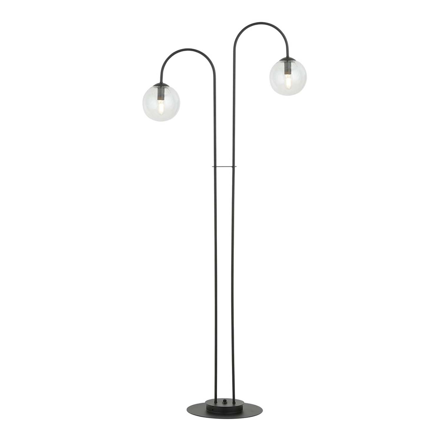 Lampadario Minimal Utu Acciaio Nero Trasparente 2 Luci E14 Ip20