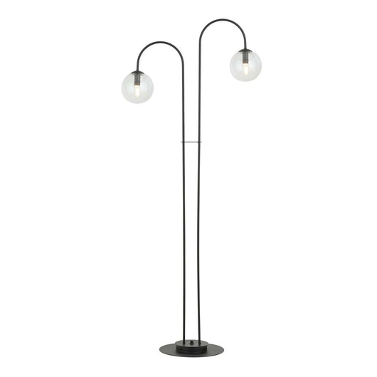 Lampadario Minimal Utu Acciaio Nero Trasparente 2 Luci E14 Ip20