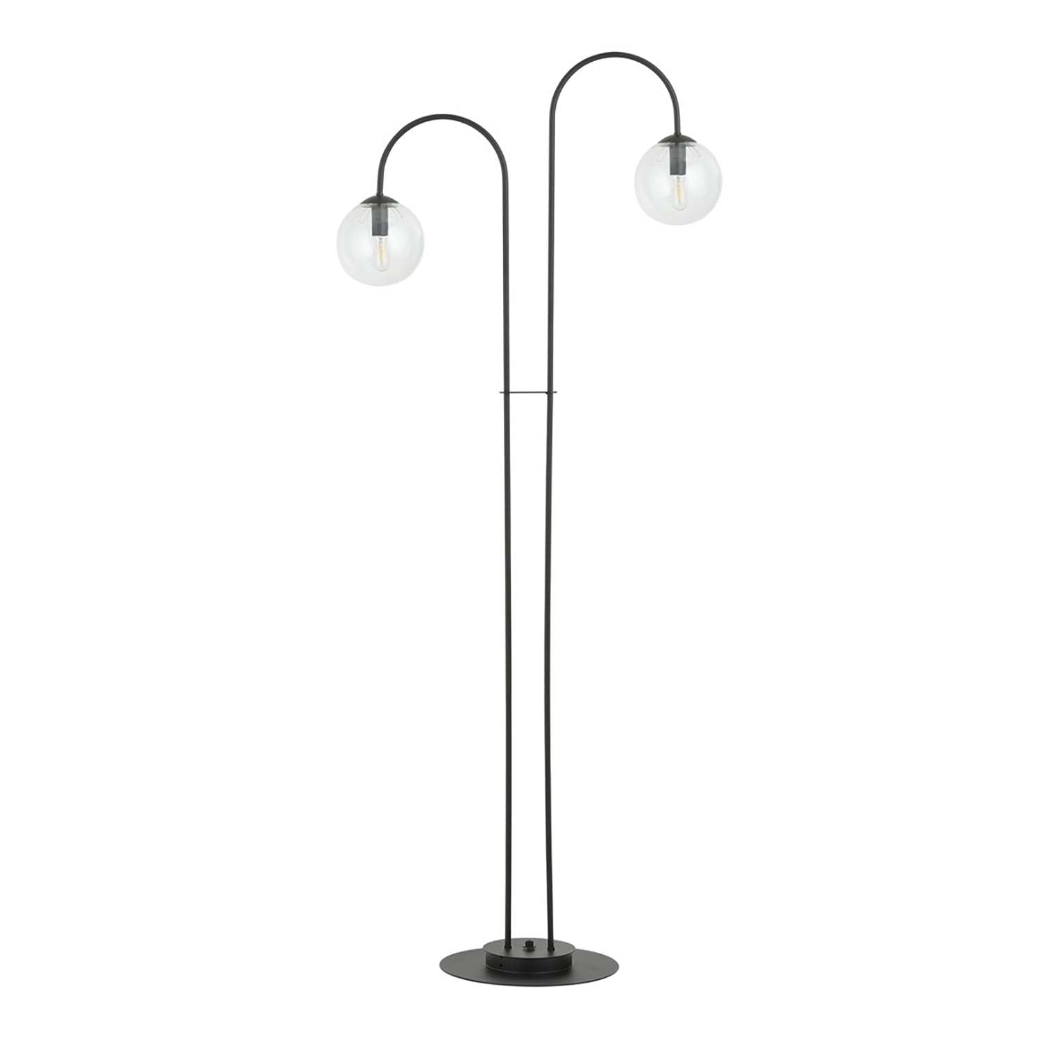 Lampadario Minimal Utu Acciaio Nero Trasparente 2 Luci E14 Ip20