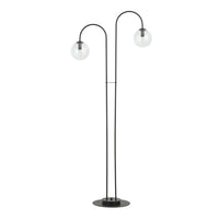 Lampadario Minimal Utu Acciaio Nero Trasparente 2 Luci E14 Ip20