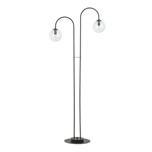 Lampadario Minimal Utu Acciaio Nero Trasparente 2 Luci E14 Ip20