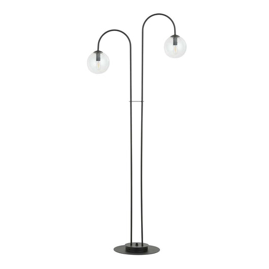 Lampadario Minimal Utu Acciaio Nero Trasparente 2 Luci E14 Ip20