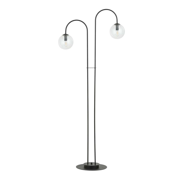 Lampadario Minimal Utu Acciaio Nero Trasparente 2 Luci E14 Ip20