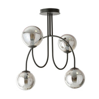 Plafoniera Moderna Utu 4 Luci In Acciaio Nero E Vetro Fumè 50 Cm