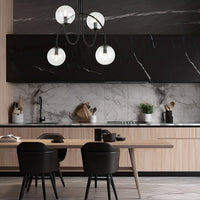 Plafoniera Moderna Utu 4 Luci In Acciaio Nero E Vetro Trasparente 50 Cm