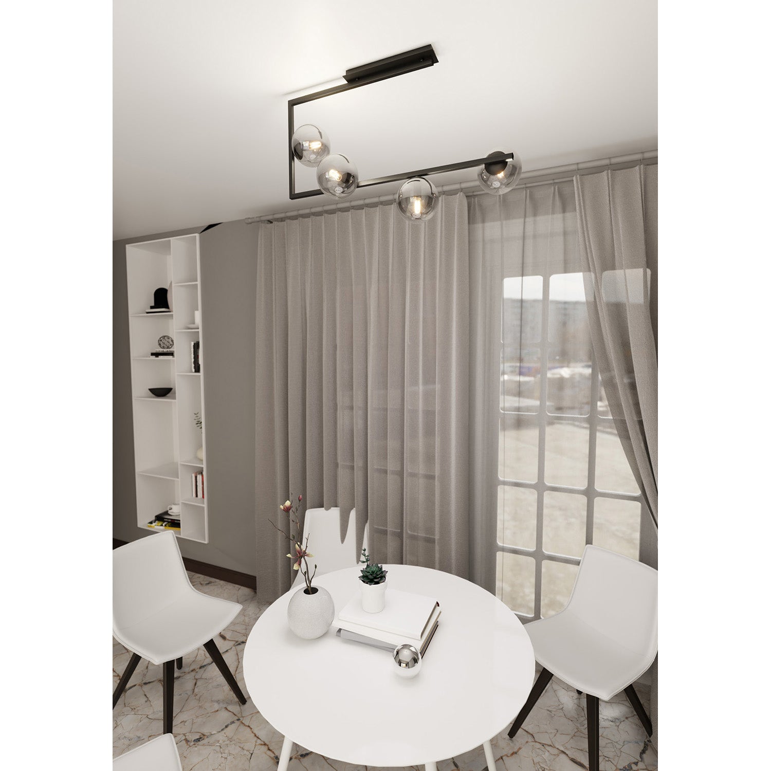 Plafoniera Minimal Nanna Acciaio Nero 4 Luci E14 Ip20