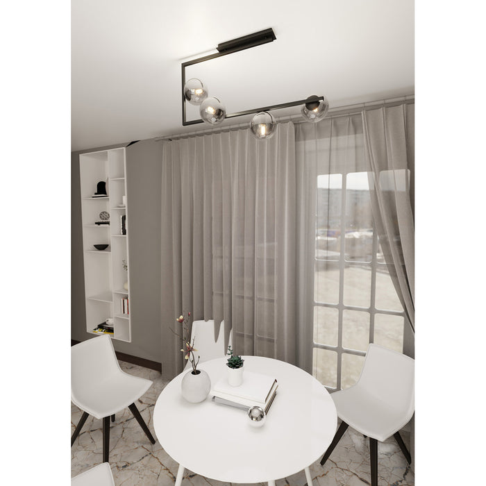 Plafoniera Minimal Nanna Acciaio Nero 4 Luci E14 Ip20