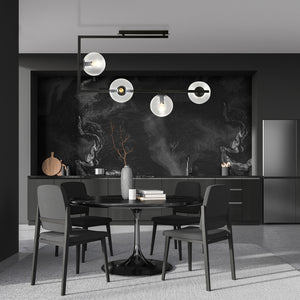 Plafoniera Minimal Nanna Acciaio Nero Trasparente 4 Luci E14 Ip20