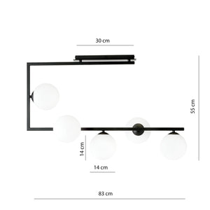 Plafoniera Minimal Nanna Acciaio Nero Oro 5 Luci E14 Ip20