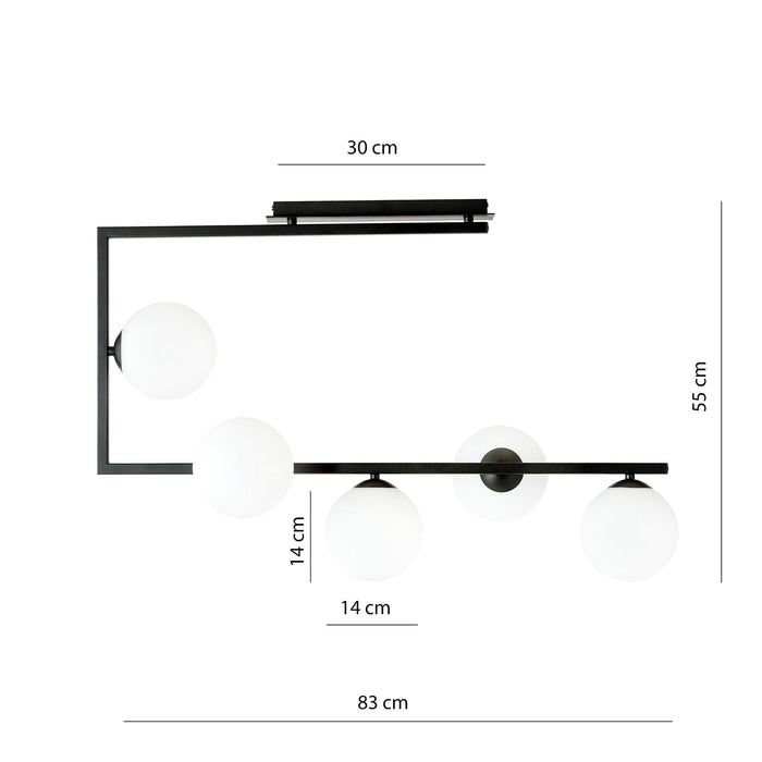 Plafoniera Minimal Nanna Acciaio Nero Oro 5 Luci E14 Ip20