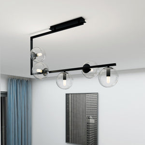 Plafoniera Minimal Nanna Acciaio Nero Trasparente 5 Luci E14 Ip20