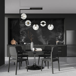 Plafoniera Minimal Nanna Acciaio Nero Trasparente 5 Luci E14 Ip20