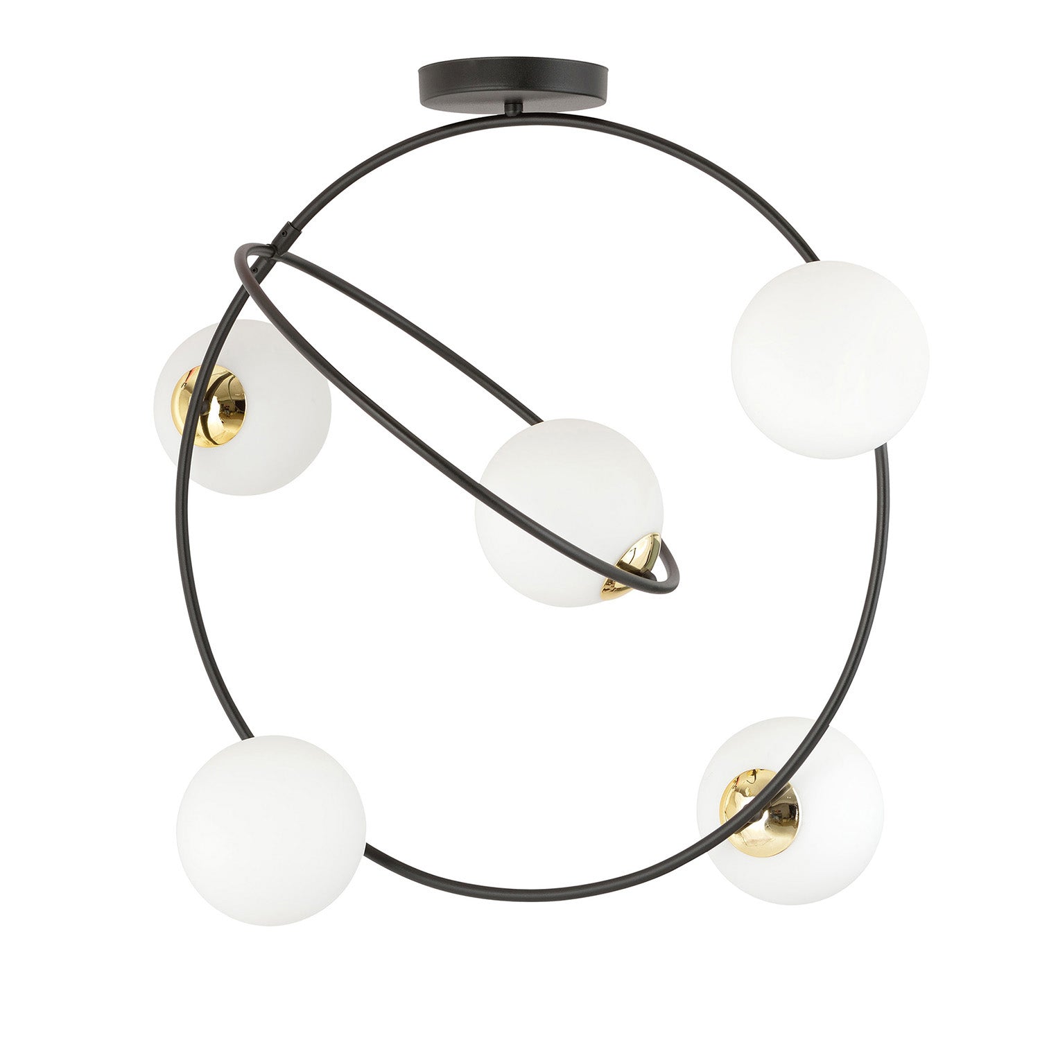 Lampadario Minimal Inanna Acciaio Nero Oro 5 Luci E14 Ip20