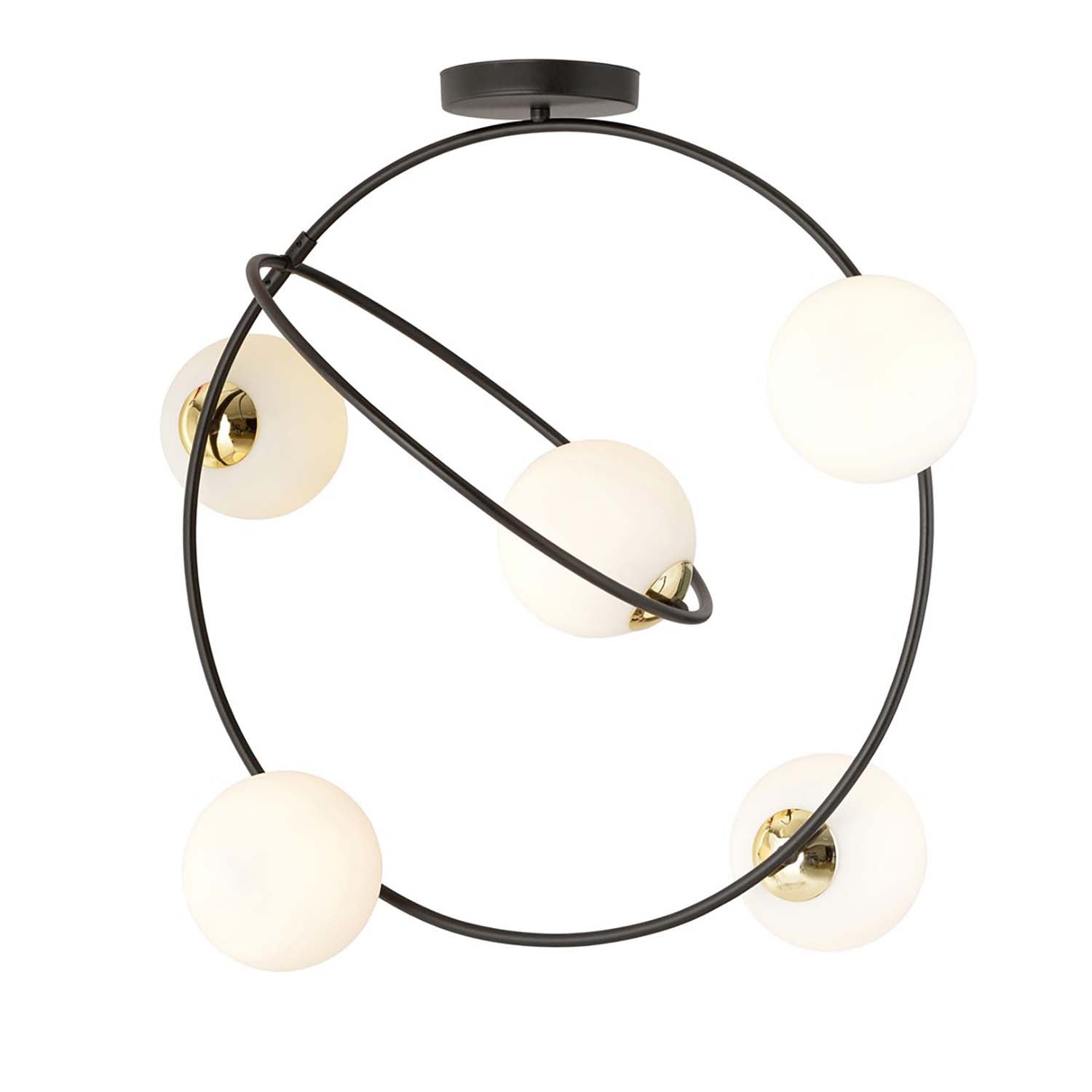 Lampadario Minimal Inanna Acciaio Nero Oro 5 Luci E14 Ip20