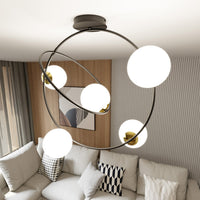 Lampadario Minimal Inanna Acciaio Nero Oro 5 Luci E14 Ip20