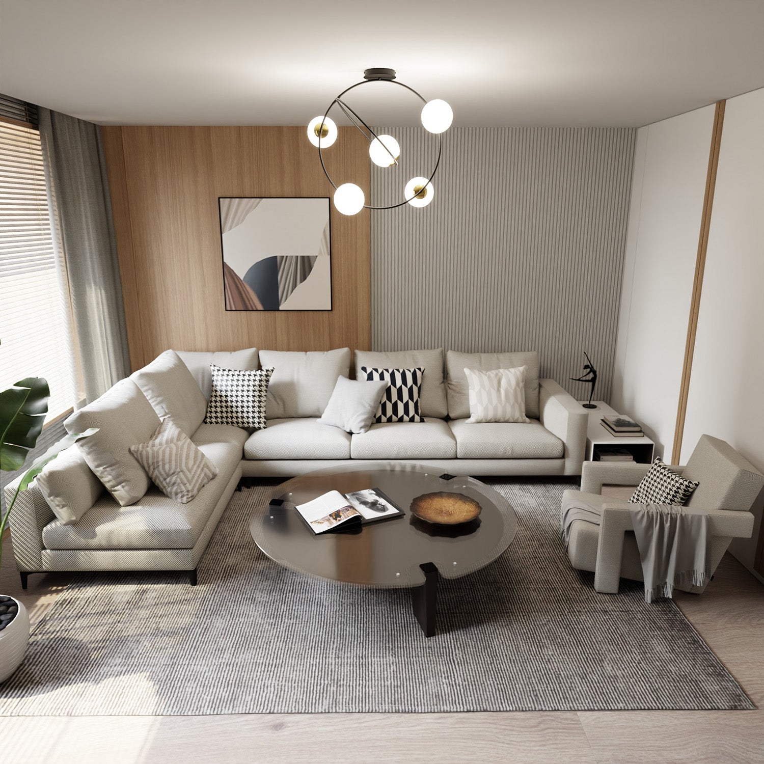 Lampadario Minimal Inanna Acciaio Nero Oro 5 Luci E14 Ip20