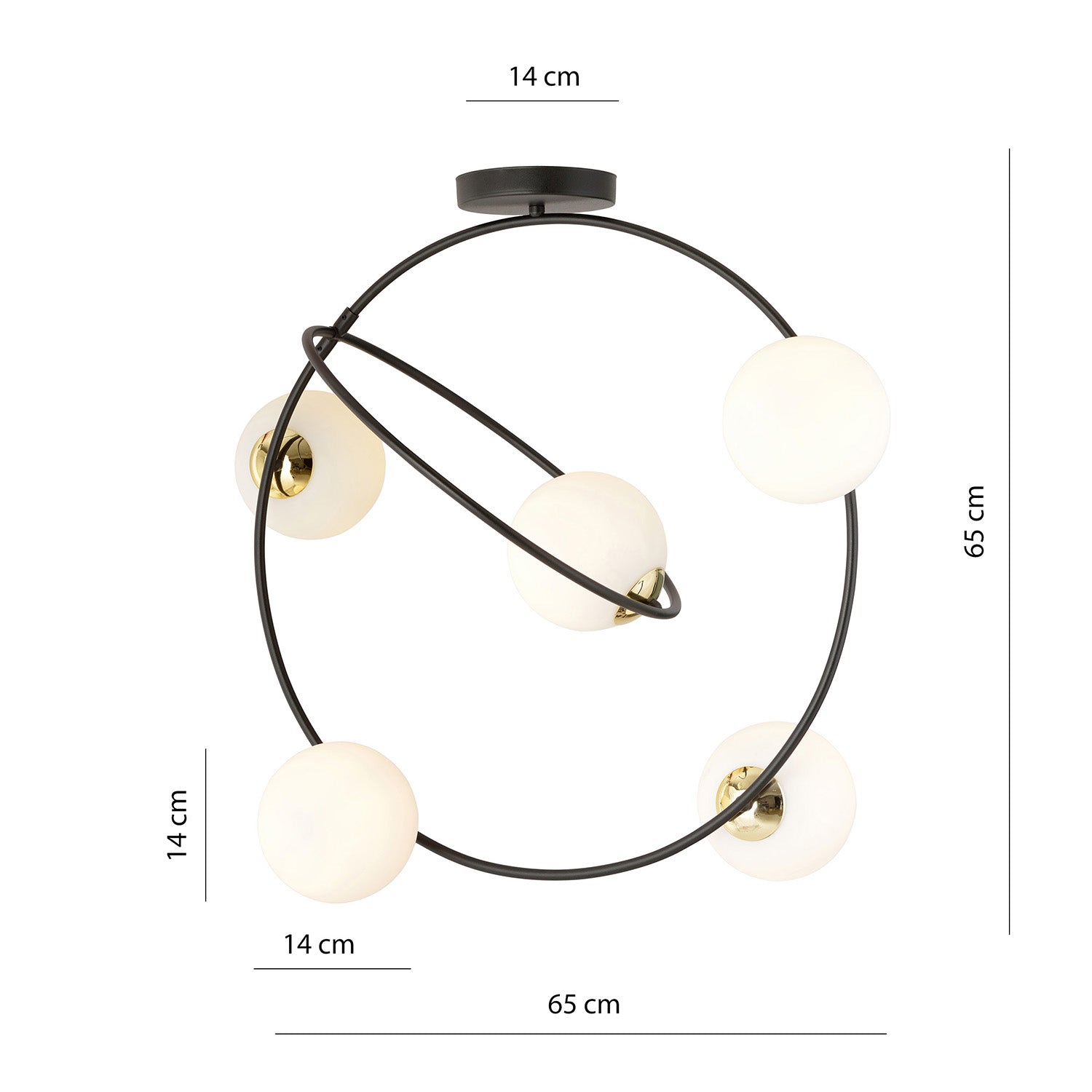 Lampadario Minimal Inanna Acciaio Nero Oro 5 Luci E14 Ip20