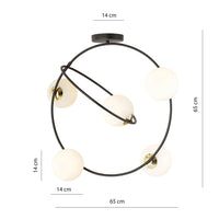 Lampadario Minimal Inanna Acciaio Nero Oro 5 Luci E14 Ip20