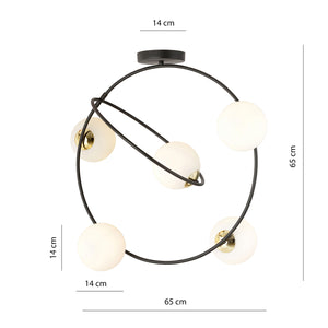 Lampadario Minimal Inanna Acciaio Nero Oro 5 Luci E14 Ip20