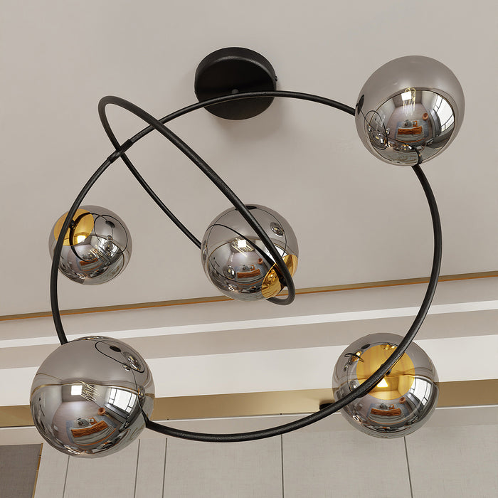 Lampadario Minimal Inanna Acciaio Nero Oro Grigio5 Luci E14 Ip20