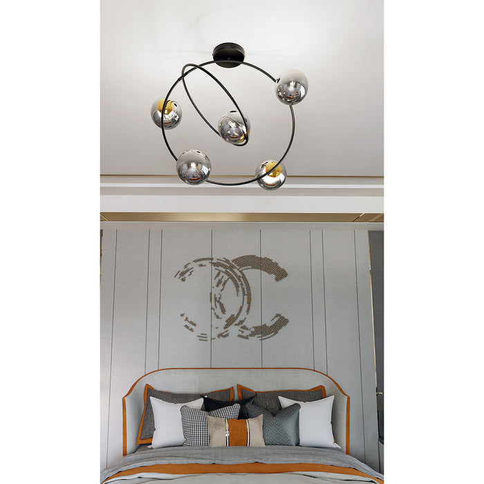 Lampadario Minimal Inanna Acciaio Nero Oro Grigio5 Luci E14 Ip20