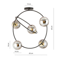 Lampadario Minimal Inanna Acciaio Nero Oro Grigio5 Luci E14 Ip20