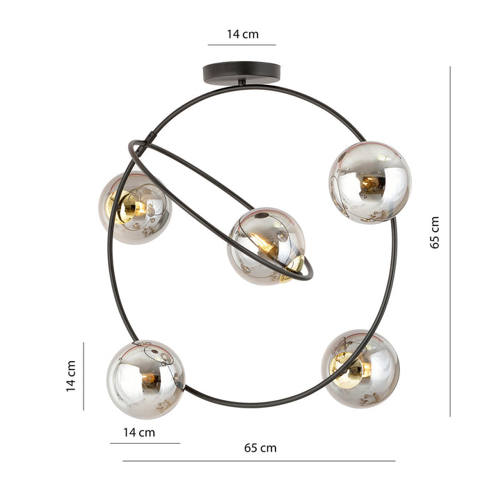 Lampadario Minimal Inanna Acciaio Nero Oro Grigio5 Luci E14 Ip20