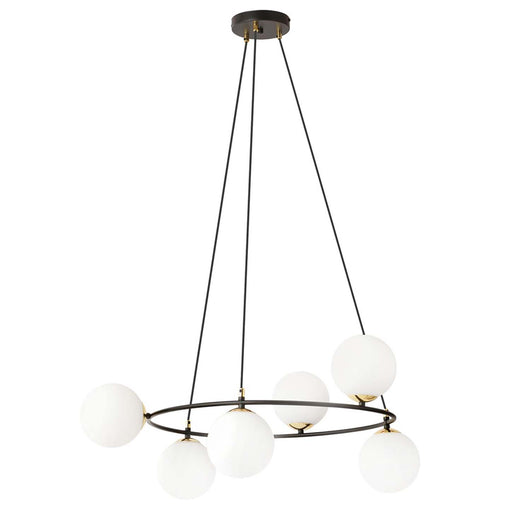 Lampadario Minimal Tiamat Acciaio Nero Oro 6 Luci E14 Ip20