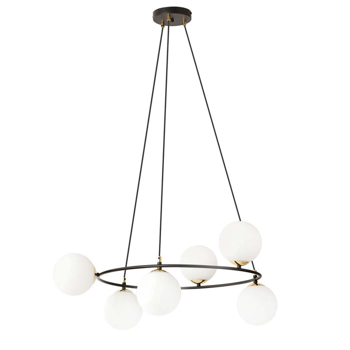 Lampadario Minimal Tiamat Acciaio Nero Oro 6 Luci E14 Ip20